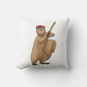 Almofada Esquilo no Baseball com bastão de beisebol