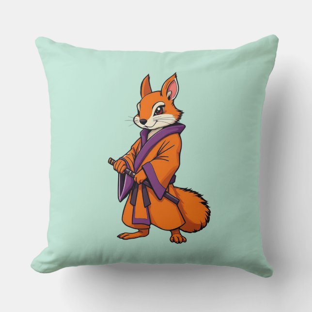 Almofada Esquilo Samurai Japonês Bonito (Frente)
