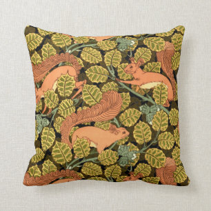 Almofada Esquilos Vintage Art Nouveau Em Padrões De Árvores