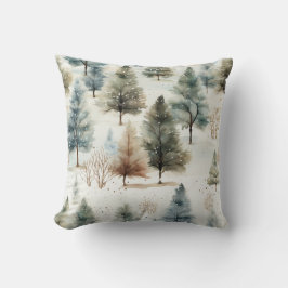 Almofada Está nevando em árvores de abeto.