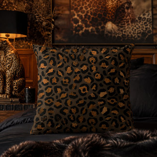 Almofada Estampa Animal em Bronze Metálico Leopardo