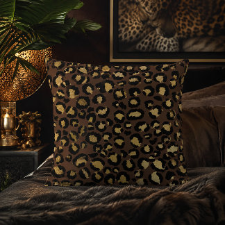 Almofada Estampa Animal em Impressão de Leopardo Bronze e D