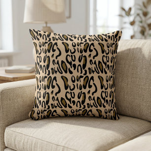 Almofada Estampa Animal Leopardo Abstrato Dourado e Preto