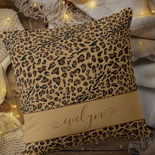 Almofada Estampa de Animal Leopardo Marrom e Preto Personal