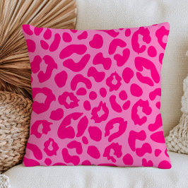 Almofada Estampa de leopardo rosa quente Maximalista de imp