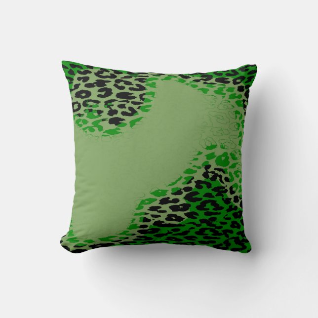 Almofada Estampa de leopardo verde retrô e design moderno (Frente)