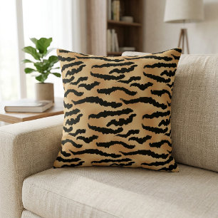 Almofada Estampa de Tigre Preto e Dourado Listras de Animai