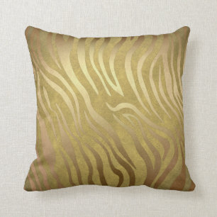 Almofada Estampa de Zebra em Bronze Dourado Glam Safari da