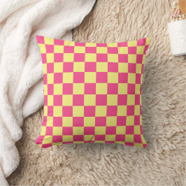 Almofada Estampa Xadrez Rosa e Amarelo