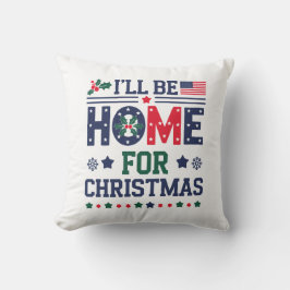 Almofada Estarei em casa no Natal | Travesseiro decorativo