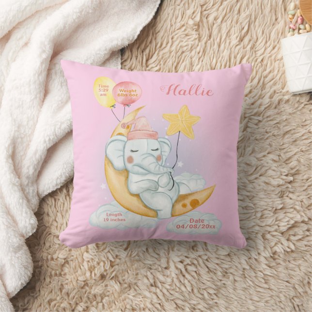 Almofada Estatísticas de Nascimento de Elefante Bebê Adorme (Cobertor)