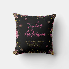 Almofada Estatísticas de Nascimento de Flocos de Neve Doura