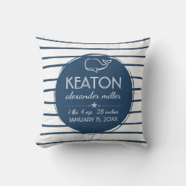 Almofada Estatísticas de Nascimento do Bebê Náutico de Bale