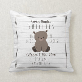 Almofada Estatísticas de Nascimento do Garoto do Bando Cinz