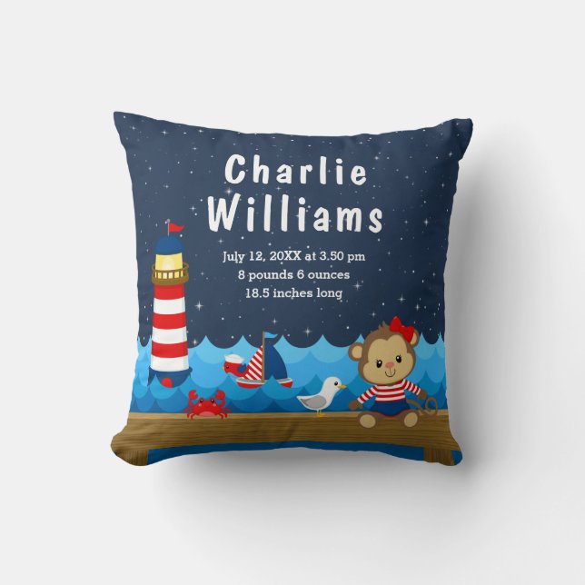 Almofada Estatísticas de Nascimento do Macaco Vermelho do M (Frente)