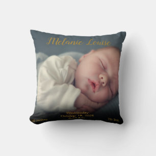 Almofada Estatísticas de Nascimento Foto Personalizada Cora