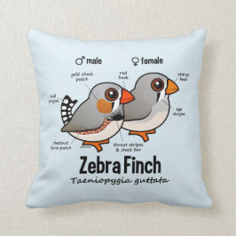 Almofada Estatísticas do passarinho de zebra