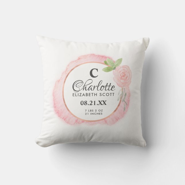 Almofada Estatuagens de Nascimento Floral de Rosa Rosa Rosa (Frente)