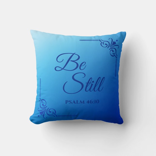 Almofada Esteja Psalm 46:10 Azul (Frente)