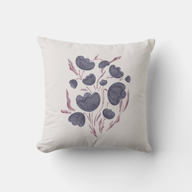 Almofada Estética da Flor Roxa Escura (Frente)