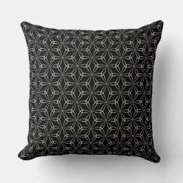 Almofada Estilo Asanoha 02 - Branco em Preto