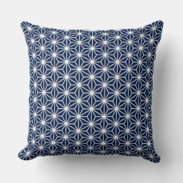 Almofada Estilo Asanoha - Branco em Azul-disco 001744