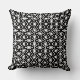 Almofada Estilo Asanoha - Branco em Preto