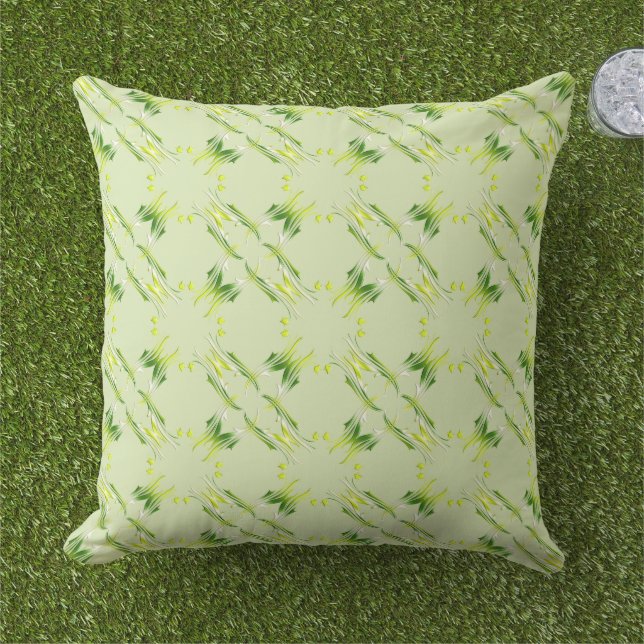 Almofada Estilo Barroco Padrão de Limão Verde. (Grama)