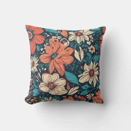 Almofada Estilo Boêmiano. Linda Vibrante Padrão Floral