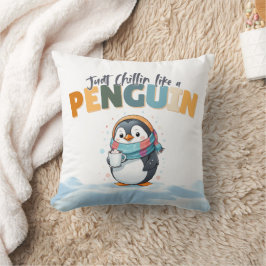 Almofada Estilo Cartoonista Bastando Calino como um Pinguim