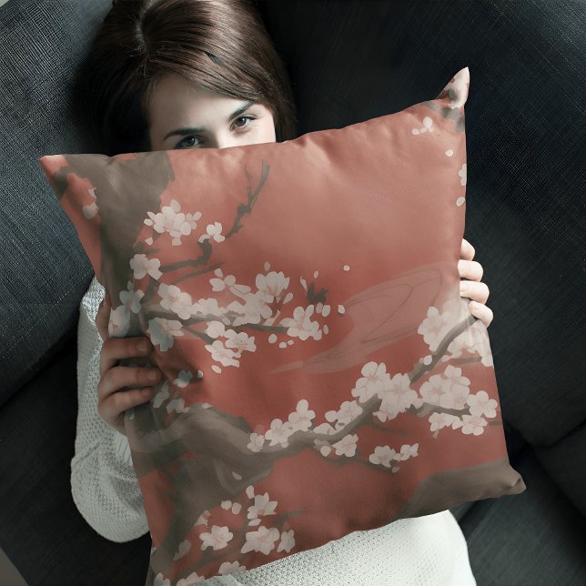Almofada Estilo de Arte Japonês Flor de Cerejeira Branca (Criador carregado)