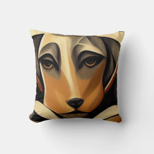 Almofada Estilo de Deco de Arte de Cara de Cão Triste