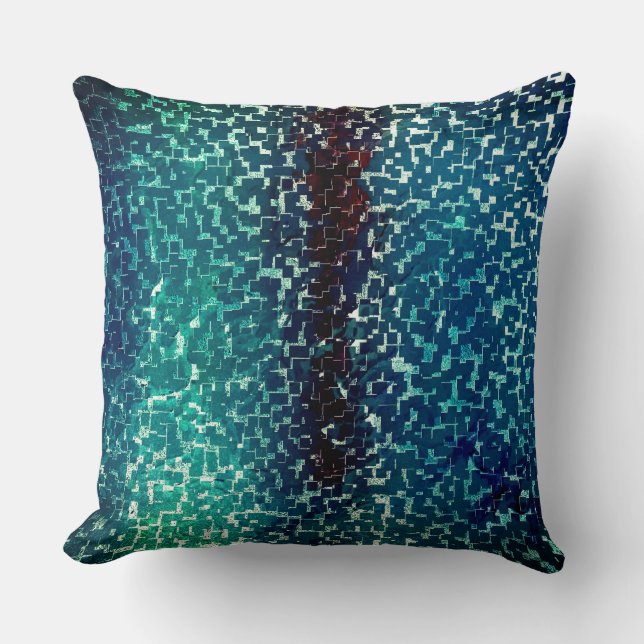 Almofada Estilo de mosaico azul neon sobre vidro martelado  (Frente)