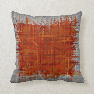 Almofada Estilo de Pintura em Laranja e Cinza