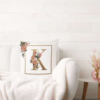 Almofada ESTILO DE primavera, PINO E MONOGRAMA FLORAL BRANC