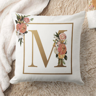 Almofada ESTILO DE primavera, PINO E MONOGRAMA FLORAL BRANC