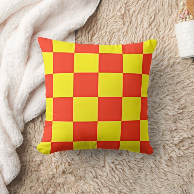 Almofada Estilo de Retro Laranja e Amarelo Verificado (Cobertor)