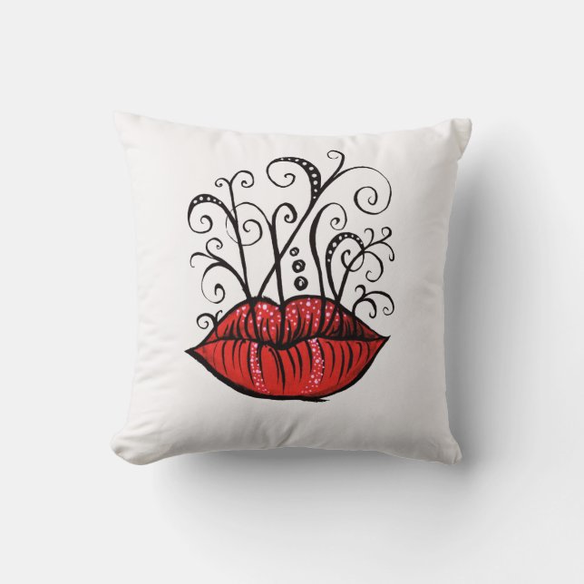 Almofada Estilo de Tatuagem de Desenho de Tinta de Lábios E (Frente)