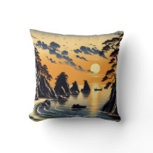 Estilo de Tinta Japonesa Beach Sunset