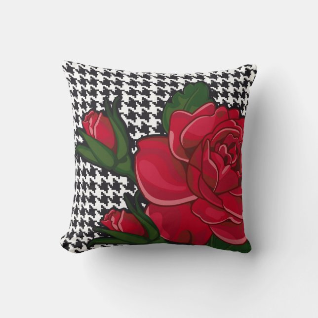 Almofada Estilo de Travesseiro de Rosa vermelha Moderno 2 (Frente)