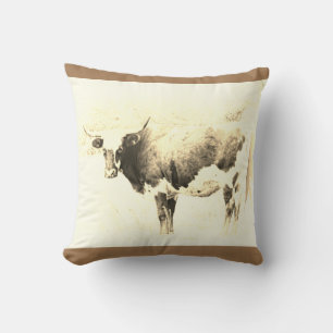 Almofada estilo de vintage travesseiro de arte de vaca tons