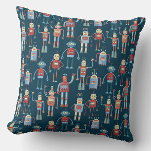 Almofada Estilo Estilo 1950s - Padrão de Robô Retro Gráf