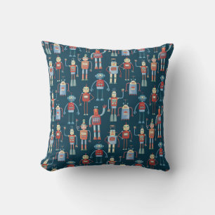 Almofada Estilo Estilo 1950s - Padrão de Robô Retro Gráf