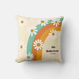 Almofada Estilo Groovy Rainbow 1970s Boho Personalizado