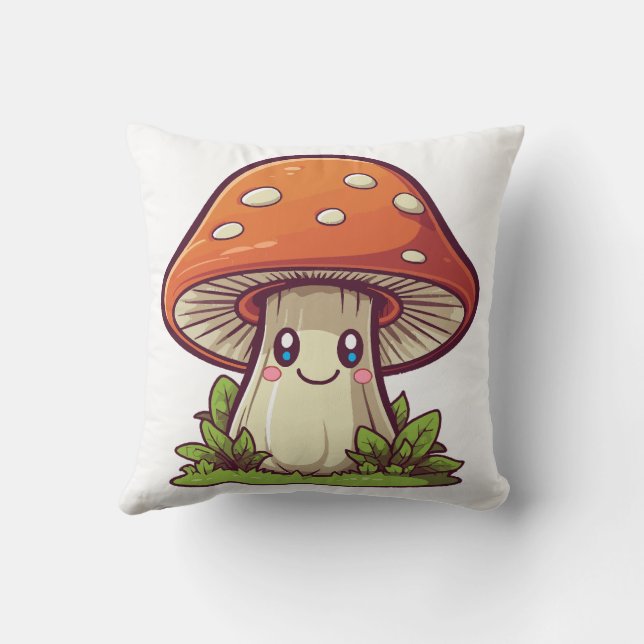 Almofada Estilo kawaii fofo, procura de cogumelos (Verso)