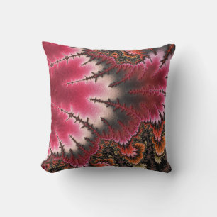 Almofada Estilo Nouveau Fractal de Veludo Vermelho