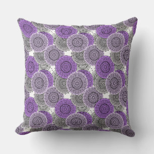 Almofada Estilo oriental de mandala árabe com padrão roxo r