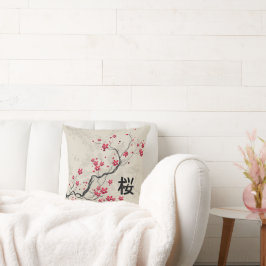 Almofada Estilo Oriental Sakura Cherry Blossom Art