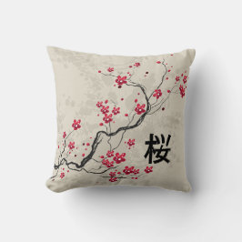 Almofada Estilo Oriental Sakura Cherry Blossom Art