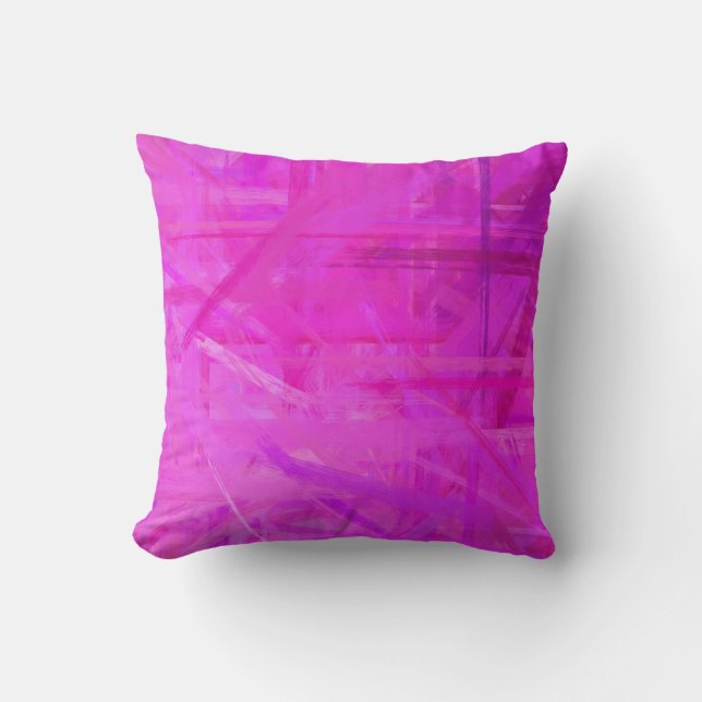 Almofada Estilo Pintado de Arte Rosa Quente (Frente)
